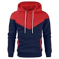 Colorblock Hoodies for Men Novelty Athletic Pullover Sweatshirt Casual Fleece Sweater Mens Hoody with Kangaroo Pocket