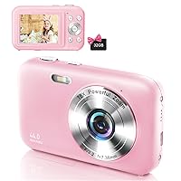 Digital Camera, FHD 1080P Kids Camera with 32GB SD Card 44MP Point and Shoot Camera with 16X Digital Zoom, Compact Portable Small Digital Camera for Teens Students Kids Girls Boys Beginner-Pink