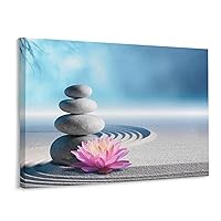 Posters Yoga Room Poster Meditation Zen Stone Wall Art Lotus Sand Spa Pictures Spa Wall Art Canvas Wall Art Picture Modern Office Family Bedroom Living Room Decor Aesthetic Gift 8x10inch(20x26cm)