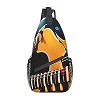 Guitar Pattern Cross Chest Bag Diagonally Multi Purpose Cross Body Bag Travel Hiking Backpack Men And Women One Size