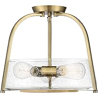 Savoy House 6-2183-3-322 Dash 3-Light Semi-Flush Ceiling Light in Warm Brass and Clear Seeded Glass (16
