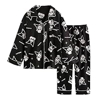 Kawaii Cartoon Pajamas for Women Girls Long Sleeve Shirt with Pj Pants Sleepwear Home Wear 2 Piece Pajama Sets