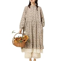 Women's 2023 Flower Spring Dress Round Neck Ruffled Loose Lace Hollow Embroidery Dress