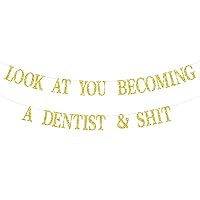 Congrats Dentist Banner, Dental School Graduate Hanging Decorations, Class of 2024, Glittery Happy Graduation Party Decorations Backdrop Gifts