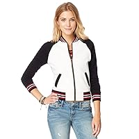 AEROPOSTALE Womens Varsity Fleece Sweatshirt, White, Medium