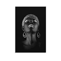 African American Art Poster, Silver Black Woman Portrait Wall Art, Minimalist Canvas Print, Aestheti Wall Art Paintings Canvas Wall Decor Home Decor Living Room Decor Aesthetic 16x24inch(40x60cm) Un