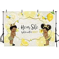 MEHOFOTO 7x5ft Bee Gender Reveal Party Decorations Backdrop Yellow Sunflower Lemon White Rose Flower He or She Baby Shower Photography Background Photo Banner for Dessert Table Supplies