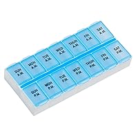 Ezy Dose Weekly (7-Day) AM/PM Pill Organizer, Vitamin Case, And Medicine Box, Medium Compartments, 2 Times a Day, Color may vary