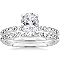 Moissanite Engagement Ring Set, 3.0 CT Oval Stone, Sterling Silver Band, Wedding Ring Gift