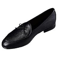 Men's Belgian Loafers Handmade Leather Penny Loafers Shoes Casual Dress Bow-Tie Formal Silp On Shoes