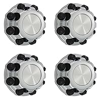 Wheel Center Caps 8 Lugs Compatible with Select GM GMC 16 Inch Van & Truck - OEM Replacement 15039489, 15039488, 9597169, 9597170 Rim Hub Cover (Set of 4) - Chrome Black