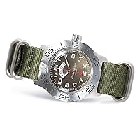 Vostok Komandirskie Watches for Men Automatic Mechanical 24Hr Waterproof Stainless Steel Wrist Watch 350755 Green Nylon