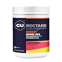 GU Energy Roctane Ultra Endurance Energy Drink Mix, Vegan, Gluten-Free, Kosher, and Dairy-Free n-the-Go Energy for Any Workout, Lemon Berry, 1.72 lb. Canister (12 Servings)