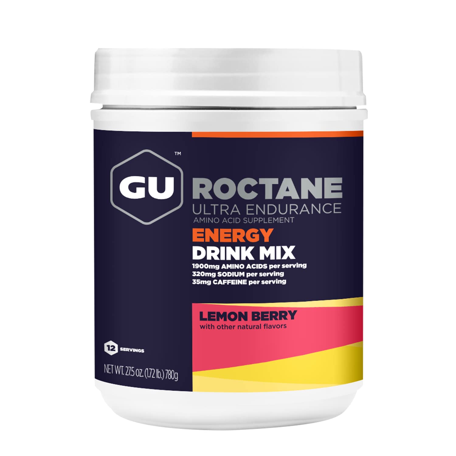 GU Energy Roctane Ultra Endurance Energy Drink Mix, Lemon Berry, 1.72 lb. Canister (12 Servings)