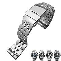 20mm 22mm 24mm Silver Stainless Steel Watch Strap Metal Watch Bands for Breitling Premier Avenger Super Ocean Wrist Bracelets (Color : Silver, Size : 22mm)