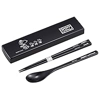 OSK CT-27 Snoopy Bento Chopsticks and Cutlery (Black) Pull Lid Combination Made in Japan
