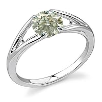0.99 ct SI2 Round Moissanite Solitaire Silver Plated Engagement Ring For Women Off White Color Size 7.50