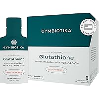 CYMBIOTIKA Glutathione with PQQ & CoQ10, Liposomal Delivery, Reduced Glutathione Supplement 150 mg, for Energy, Gut Health & Immune Support, Natural Antioxidant for Men & Women, Citrus Berry, 25 Pack