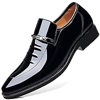 Men's Business Casual Loafers Patent Leather Formal Oxford Slip On Dress Shoes for Men