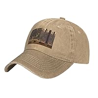 Deer Hunting Print Unisex Adjustable Baseball Caps Washed Denim Trucker Hat Baseball Low Profile Dad Hat