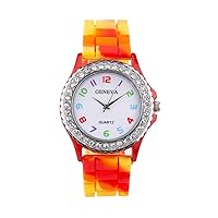 Link Silicone Rhinestone Crystal Rainbow New Band Jelly Watch !New Women's Black Metal Watch Bands for Men