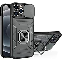 Case for iPhone 13/13 Mini/13 Pro/13 Pro Max, Military-Grade Drop Protection with Enhanced Metal Ring Kickstand Magnet Mount with Slide Camera Cover (Color : Gray, Size : 13pro max 6.7
