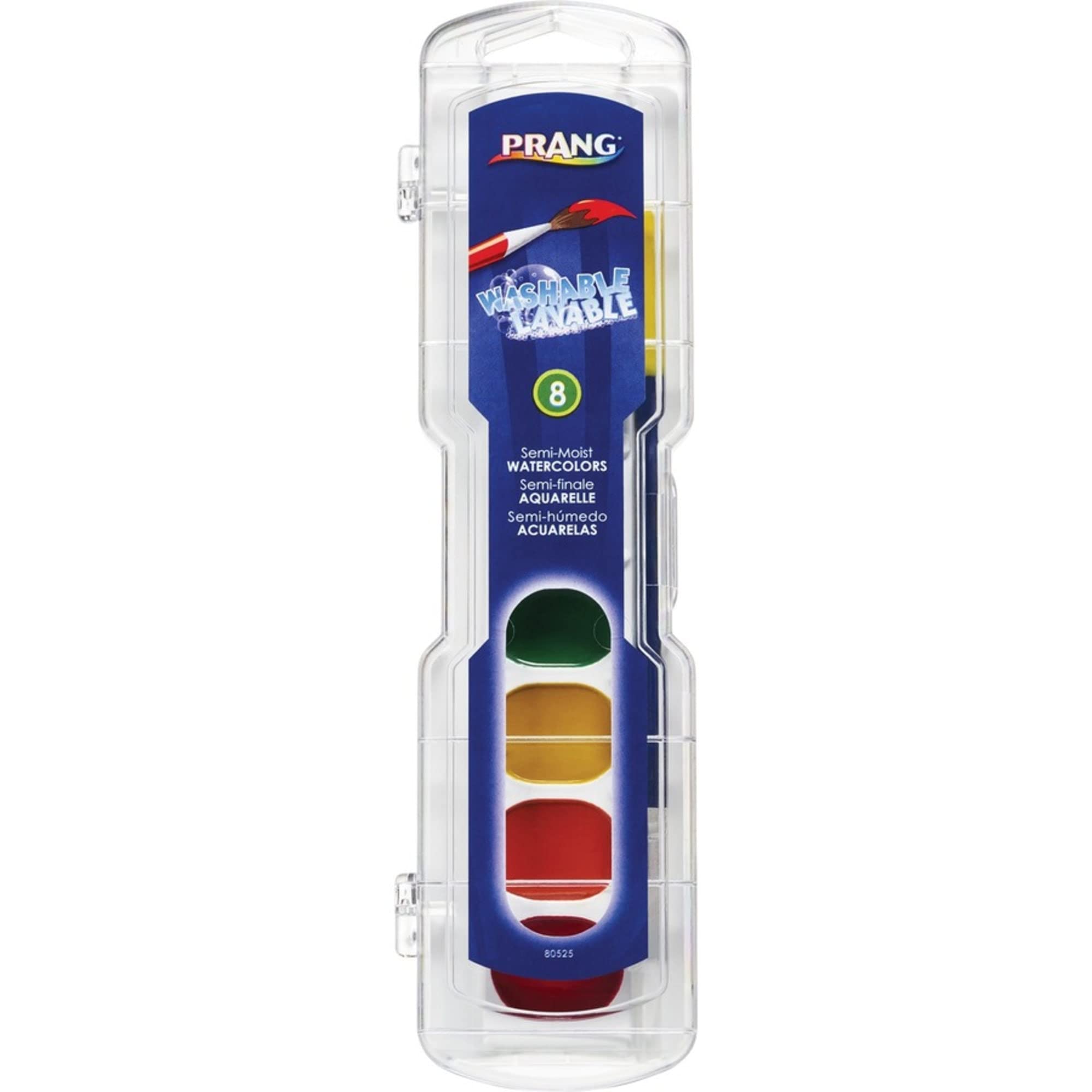 Prang® Washable Watercolors 8-Color Set With Brush, Assorted Colors