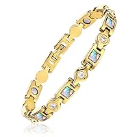 Ultra Strength Women Magnetic Bracelet - Magnetic Bracelets for Women - Adjustable Length with Sizing Tool, 18K Gold Plating Mother's Day Jewelry Custom Gifts