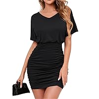 Women's Dresses Solid Batwing Sleeve Ruched Dress Dress for Women