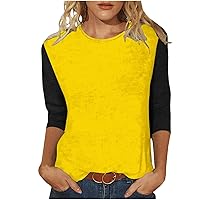 3/4 Sleeve Raglan Shirts for Women 2024 Trendy Color Block Tops Casual Crewneck Tunics Three Quarter Length Sleeve Blouse