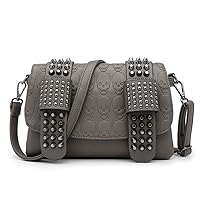 Women Punk Skull Shoulder Top-Handle Bag Rivet Purse Handbag Chain Satchel Tote