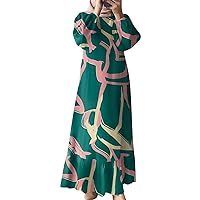 Womens Abaya Long Sleeve Muslim Dress Prayer Clothes Casual Kaftan Hijab Clothes for Women (7-Green, XXL)