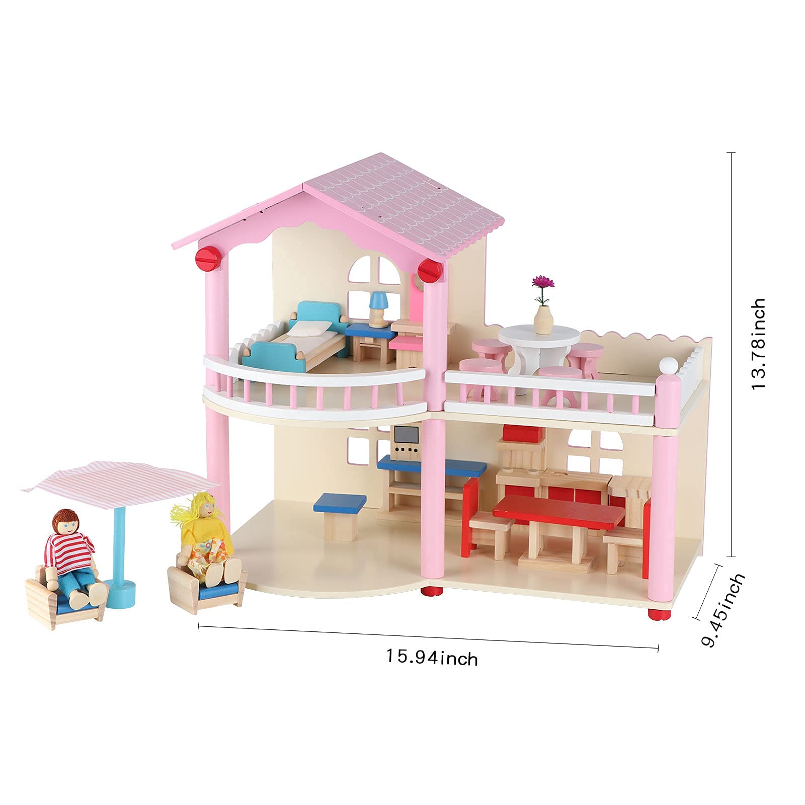 Canuan Dollhouse for Kids 3 4 5 Years Old,Dream House Playset with Furniture and Accessories Kit,Gifts for Girls and Boys