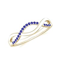 Natural 1mm Tanzanite Twisted Shank Promise Ring for Women Girls in Sterling Silver / 14K Solid Gold