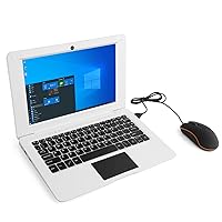 Portable 10.1 Inch Online Learning Computer Laptop Windows 10 OS Preinstalled Quad Core 32GB Netbook HDMI Webcam Office Netflix YouTube (White)