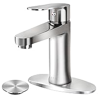 Bathroom Sink Faucet, Straight Head, Brushed Nickel