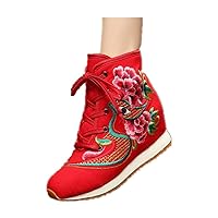 Women and Ladies Eye Embroidery Fall & Winter Flat Ankle Boot Shoe