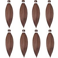 Pre-stretched Braiding Hair Extension Natural Black Brown Professional Crochet Braiding Hair 26 Inch 8 Packs Hot Water Setting Perm Yaki Synthetic Hair for Twist Braids (#30)