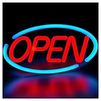 LED Open Sign,Bright Open Sign for Business Window with Remote Control,24x12 inch Large Size,Restaurant,Bar,Retail Shops,Window Storefronts,Salon,12V/2A Power Supply (Blue-Red)