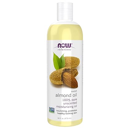 NOW Solutions, Sweet Almond Oil, 100% Pure Moisturizing Oil, Promotes Healthy-Looking Skin, Unscented Oil, 16-Ounce,Package may vary