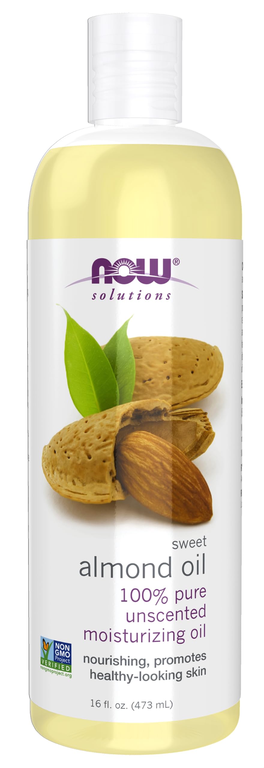 NOW Solutions, Sweet Almond Oil, 100% Pure Moisturizing Oil, Promotes Healthy-Looking Skin, Unscented Oil, 16-Ounce,Package may vary