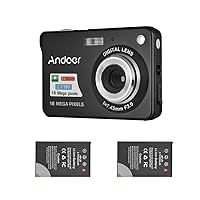 Andoer Mini Digital Camera with 2pcs Rechargeable Batteries 720P HD 8X Digital Zoom 2.7inch LCD Screen for Kids Children Holiday