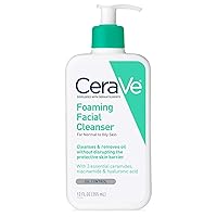 CeraVe Foaming Facial Cleanser | Daily Face Wash for Oily Skin with Hyaluronic Acid, Ceramides, and Niacinamide| Fragrance Free Paraben Free | 12 Fluid Ounce