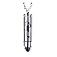 Stainless Steel Scorpion Bullet Cremation Jewelry Keepsake Memorial Ash Urn Necklace 22