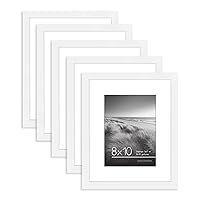 Americanflat 8x10 Picture Frame Set of 5 in White - Use as 5x7 Picture Frame with Mat or 8x10 Frame Without Mat - Picture Frames Collage Wall Decor with Plexiglass and Easel for Wall or Tabletop