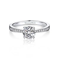 MomentWish Promise Rings for Her, 1Carat Moissanite Engaegment Rings, D Color VVS1 Simulated Diamond 925 Sterling Silver Accent Rings