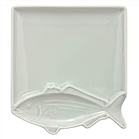 Hasami Ware 303346C502 Fish Plate, Square Plate, Mackerel, Gray
