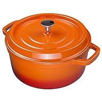 Soup Pot Stew Pot Cast Iron Casserole 24CM Thick Enamel Pot Gas Cooker for Mother's Day (Color: Orange)