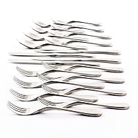 Knork Silverware Set - 20 Piece Matte Silver Cutlery set - Ergonomic Design Utensil sets, High-Quality 18/10 Stainless Steel Forks Spoons and Knives set