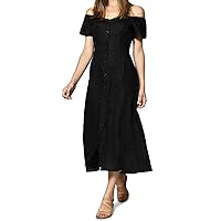 Sanctuary Womens Linen Button-Down Midi Dress